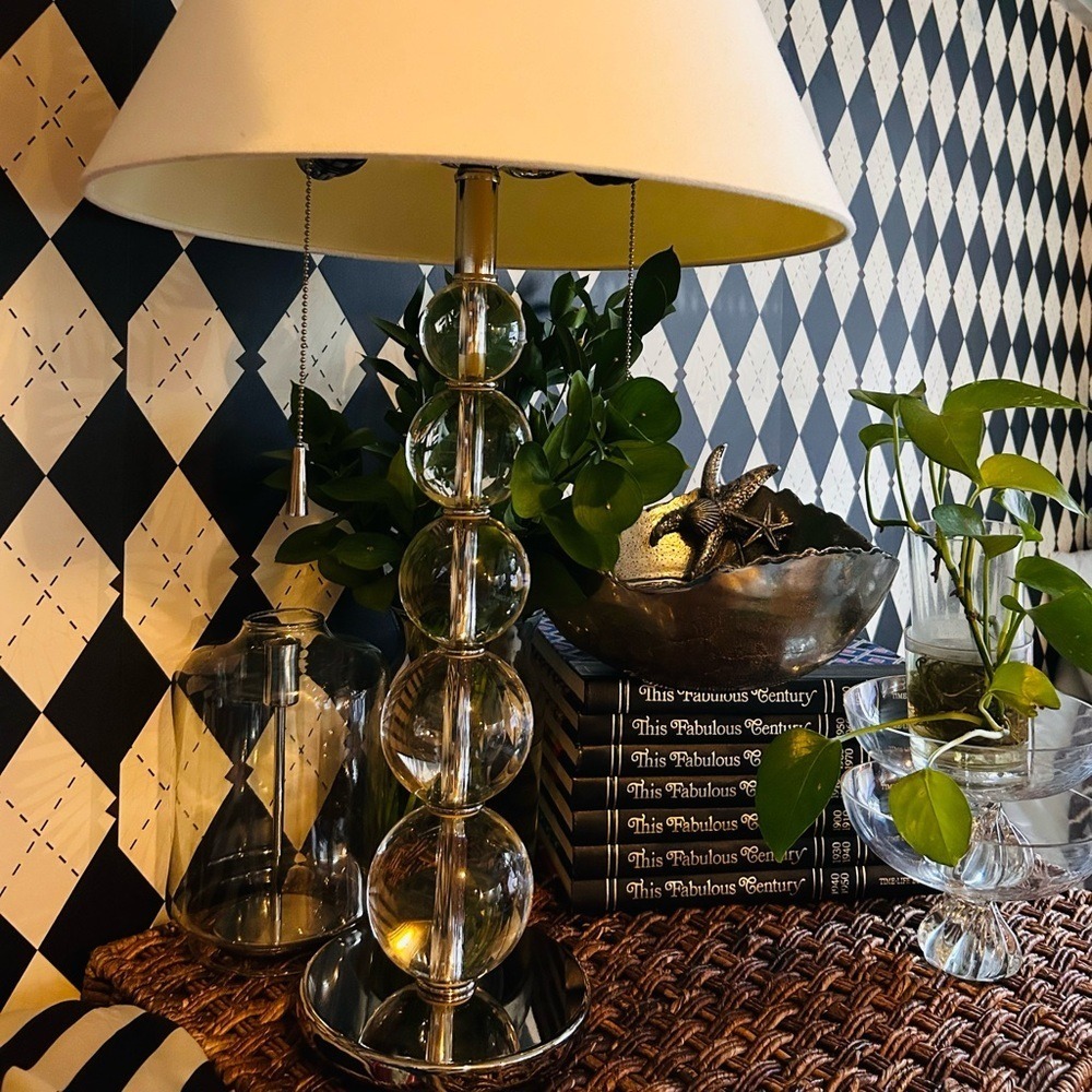Heavy Crystal Table Lamp Stacked Glass Orbs no Shade| Very Tall - Picture 17 of 17